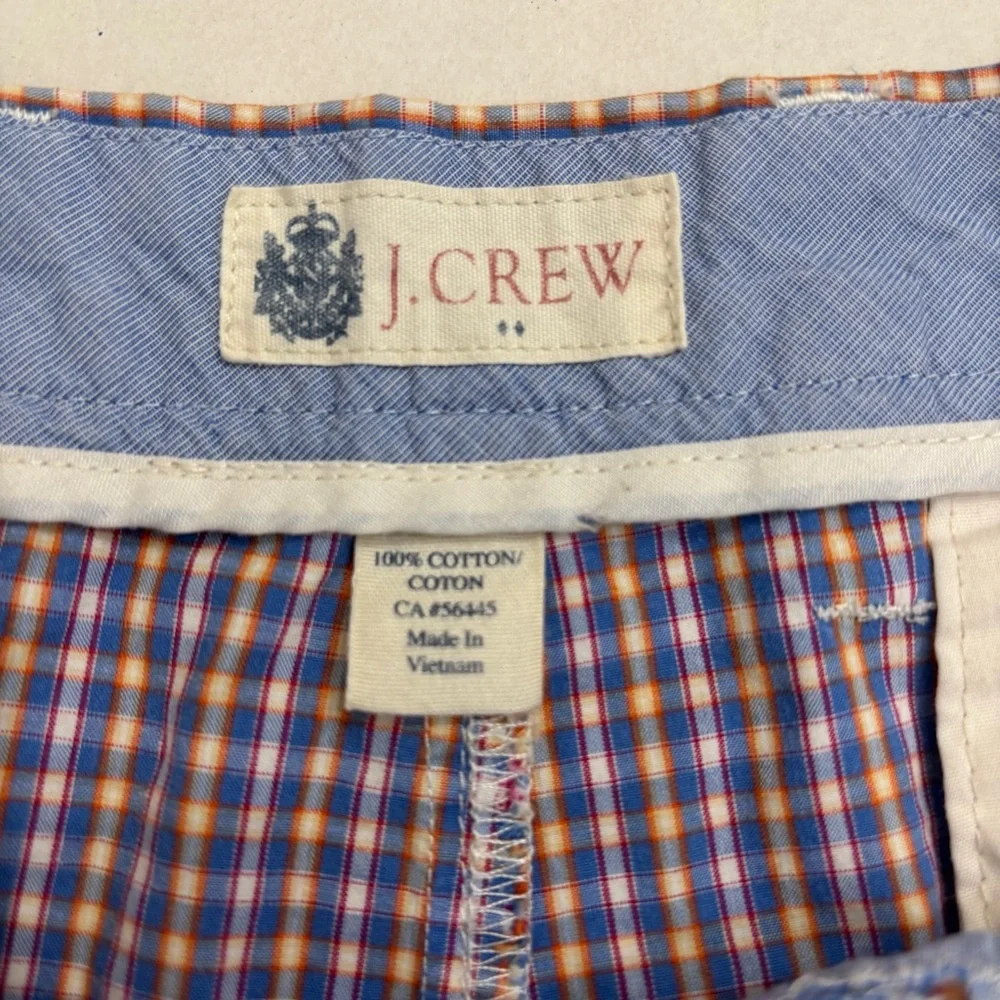 J. Crew flat front‎ Men's 10 inch inseam Blue Checkered Shorts sz 32